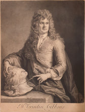 Load image into Gallery viewer, Grinling Gibbons Mezzotint Portrait Engraving By JI Smith After Sir Godfrey Kneller 1690
