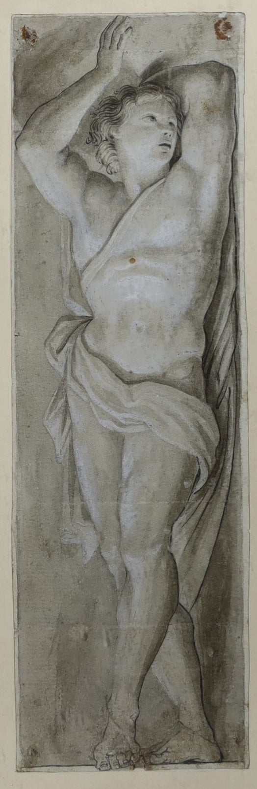 Paolo Gerolamo Piola Study Of A Standing Figure Genovese School 17th.Century