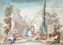 Load image into Gallery viewer, Rococo Landscape With Figures An Allegory Of Poetry 18th.Century Gouache Watercolour Circa.1760

