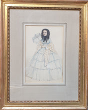 Load image into Gallery viewer, Edmond Eugénie Morin Pencil And Watercolour Drawing Lady Wearing A Crinoline 1858
