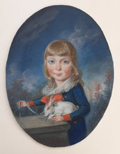 Load image into Gallery viewer, 18th.Century Pastel Portrait A Boy With His Pet Rabbit Circa.1785
