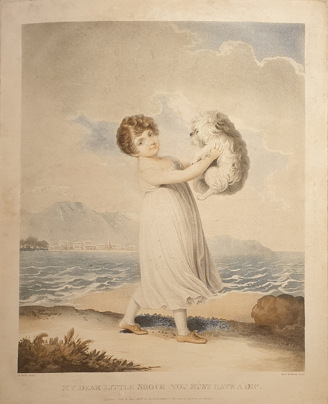 Adam Buck Stipple Engraving My Dear Little Shock Dog 1808