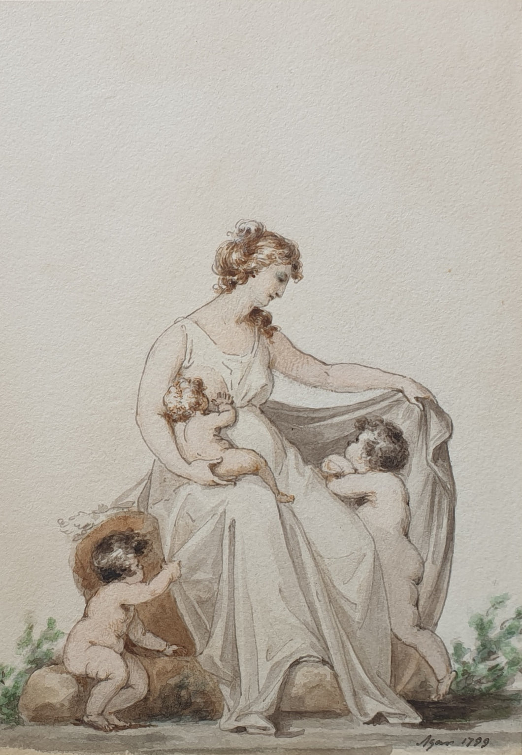 John Samuel Agar Watercolour An Allegory Of Charity 1799