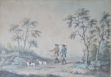 Load image into Gallery viewer, William Woollett Watercolour Drawing Two Sportsmen With Their Dogs In A Landscape Circa.1760

