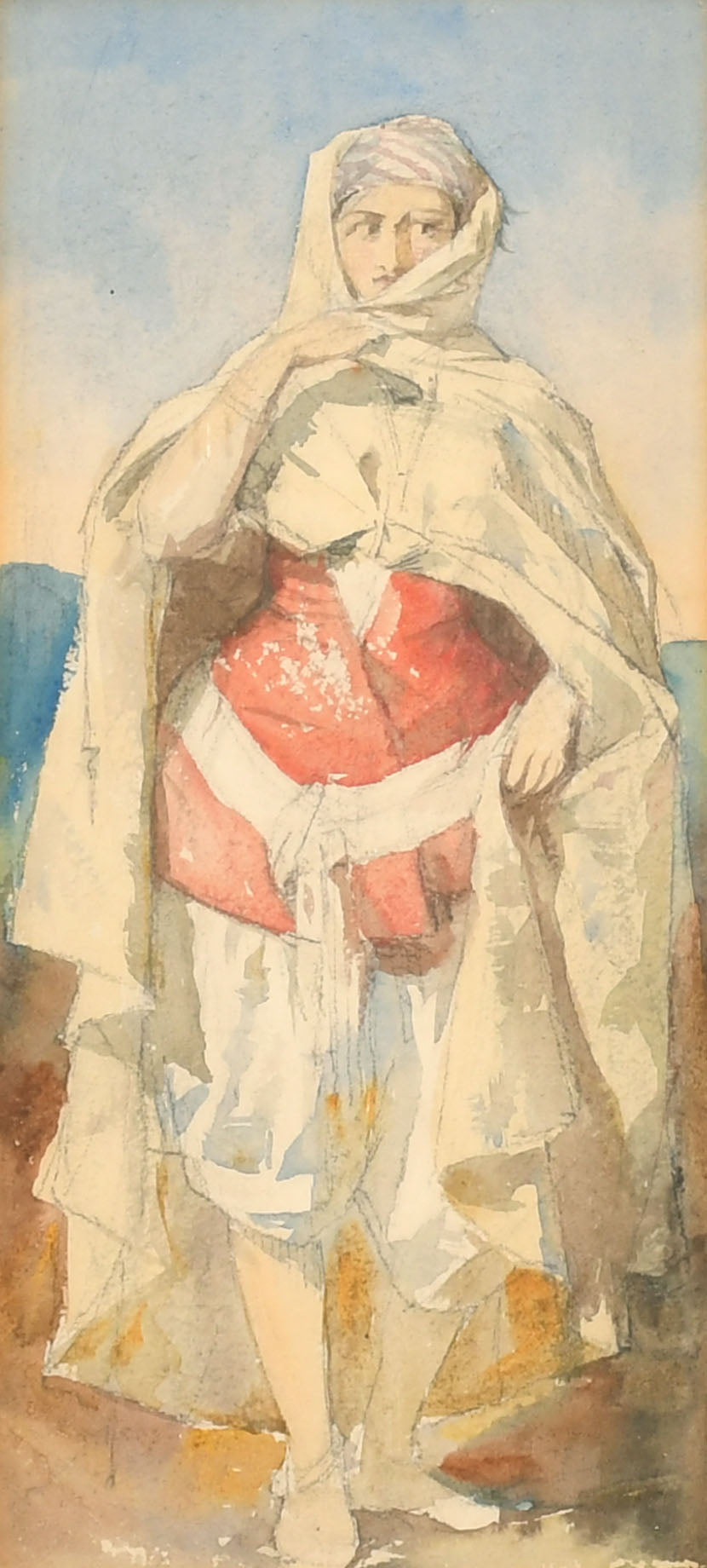John Absolon Watercolour Study Of A North African Woman