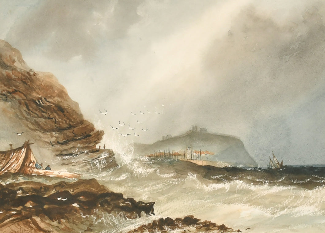 Henry Barlow Carter Watercolour A Storm Off Scarborough