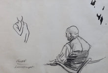 Load image into Gallery viewer, Dame Laura Knight R.A. Chalk Study Of Enrico Cecchetti Instructing A Dancer Circa.1923
