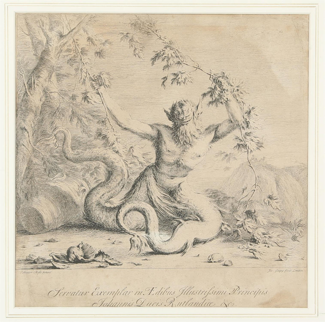 Joseph Goupy After Salvator Rosa Study Of A Sea-Monster Etching Circa.1730
